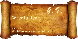 Gergely Igor névjegykártya